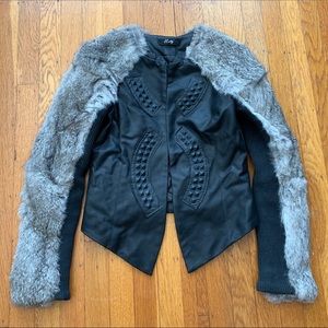 Leather Jacket with Fur Accent